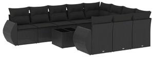 VidaXL Polyrattan Kerti Ülőgarnitúra - 11 részes - Fekete
