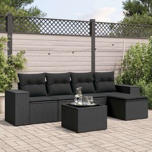 VidaXL Polyrattan Kerti Ülőgarnitúra - 6 részes - Fekete