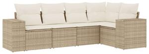VidaXL Polyrattan Kerti Ülőgarnitúra - 5 részes - Bézs