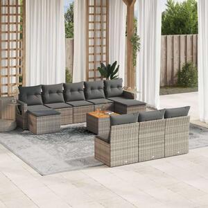 VidaXL Polyrattan Kerti Ülőgarnitúra - 11 részes - Szürke