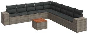 VidaXL Polyrattan Kerti Ülőgarnitúra - 10 részes - Szürke