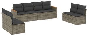 Polyrattan Kerti Ülőgarnitúra - 8 részes - Szürke
