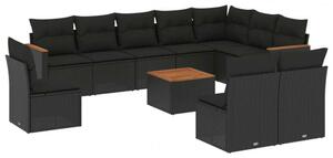 VidaXL Polyrattan Kerti Ülőgarnitúra - 11 részes - Fekete