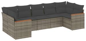 Polyrattan Kerti Ülőgarnitúra - 7 részes - Szürke