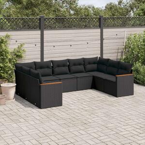 VidaXL Polyrattan Kerti Ülőgarnitúra - 9 részes - Fekete