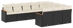 VidaXL Polyrattan Kerti Ülőgarnitúra - 10 részes - Fekete