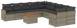 Polyrattan Kerti Ülőgarnitúra - 11 részes - Szürke