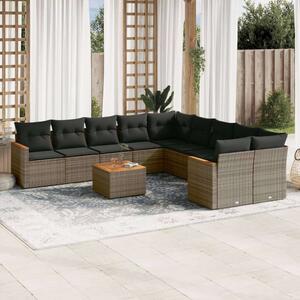 Polyrattan Kerti Ülőgarnitúra - 11 részes - Szürke