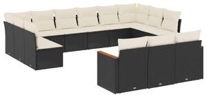 VidaXL Polyrattan Kerti Ülőgarnitúra - 13 részes - Fekete
