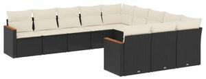 VidaXL Polyrattan Kerti Ülőgarnitúra - 11 részes - Fekete