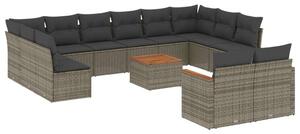 VidaXL Polyrattan Kerti Ülőgarnitúra - 13 részes - Szürke