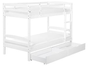 Fehér fa emeletes ágy fiókokkal 90 x 200 cm REGAT