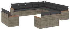 VidaXL Polyrattan Kerti Ülőgarnitúra - 13 részes - Szürke