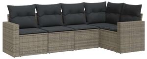 VidaXL Polyrattan Kerti Ülőgarnitúra - 5 részes - Szürke