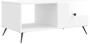 VidaXL Dohányzóasztal Magasfényű Fehér 90 x 50 x 40 cm Szerelt Fa