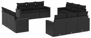VidaXL Polyrattan Kerti Ülőgarnitúra - Fekete - 12 részes