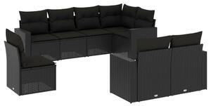 VidaXL Polyrattan Kerti Ülőgarnitúra - 8 részes - Fekete
