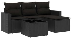 VidaXL 5 részes Polyrattan Kerti Kanapé Szett - Fekete