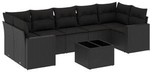 VidaXL Polyrattan Kerti Ülőgarnitúra - 8 részes - Fekete