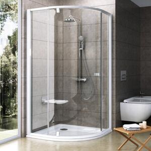 Ravak Pivot zuhanykabin 80x80 cm félkör alakú fehér félmatt/átlátszó üveg 37644101Z1