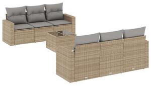 VidaXL Polyrattan Kerti Ülőgarnitúra - 7 részes - Bézs