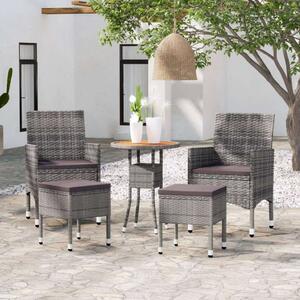 Polyrattan Kerti Ülőgarnitúra - 5 részes - Szürke
