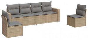 Polyrattan Kerti Ülőgarnitúra - 6 részes - Bézs