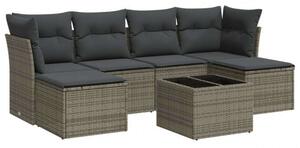 VidaXL Polyrattan Kerti Ülőgarnitúra - 7 részes - Szürke