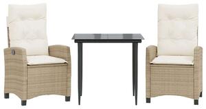 VidaXL Polyrattan Kerti Étkezőgarnitúra - 3 részes, Bézs
