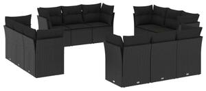 VidaXL Polyrattan Kerti Ülőgarnitúra - Fekete - 12 részes