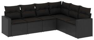 VidaXL Polyrattan Kerti Ülőgarnitúra - 6 részes - Fekete