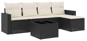 VidaXL Polyrattan Kerti Ülőgarnitúra - 6 részes - Fekete