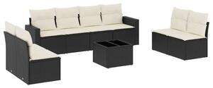 VidaXL Polyrattan Kerti Ülőgarnitúra - 9 részes - Fekete