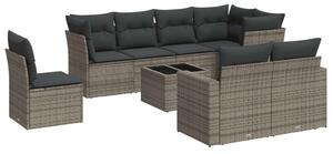 VidaXL Polyrattan Kerti Ülőgarnitúra - 9 részes - Szürke