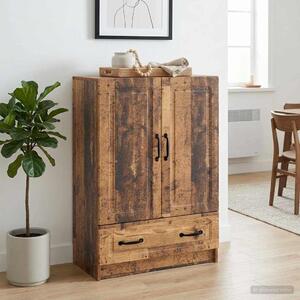 VidaXL Széf fiókkal Antik Fa 66 x 34,5 x 92 cm Szerelt Fa