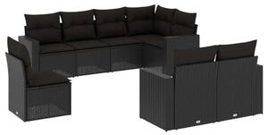 VidaXL Polyrattan Kerti Ülőgarnitúra - 8 részes - Fekete