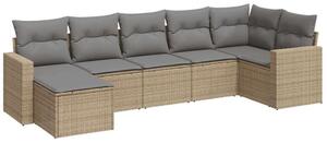 VidaXL Polyrattan Kerti Ülőgarnitúra - 7 részes - Bézs