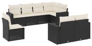 VidaXL Polyrattan Kerti Ülőgarnitúra - 8 részes - Fekete