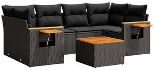 VidaXL 7 részes Polyrattan Kerti Ülőgarnitúra - Fekete