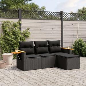 VidaXL Polyrattan Kerti Ülőgarnitúra - 4 részes - Fekete