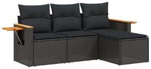 VidaXL Polyrattan Kerti Ülőgarnitúra - 4 részes - Fekete