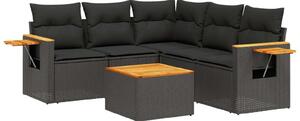 VidaXL Polyrattan Kerti Ülőgarnitúra - 6 részes - Fekete