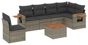 VidaXL Polyrattan Kerti Ülőgarnitúra - 7 részes, Szürke