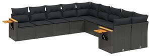 VidaXL Polyrattan Kerti Ülőgarnitúra - 10 részes - Fekete