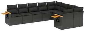 VidaXL Polyrattan Kerti Ülőgarnitúra - 9 részes - Fekete