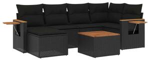 VidaXL Polyrattan Kerti Ülőgarnitúra - 7 részes - Fekete