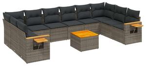 VidaXL Polyrattan Kerti Ülőgarnitúra - 11 részes - Szürke
