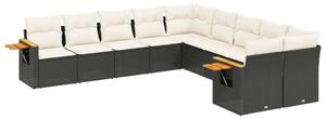 VidaXL Polyrattan Kerti Ülőgarnitúra - 10 részes - Fekete