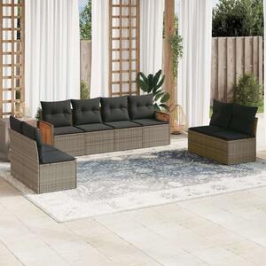 Polyrattan Kerti Ülőgarnitúra - 8 részes - Szürke