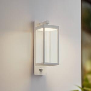 Lucande LED kültéri fali lámpa Ferdinand, fehér, érzékelő, 38 cm, Fehér / opál, Alumínium, Modern